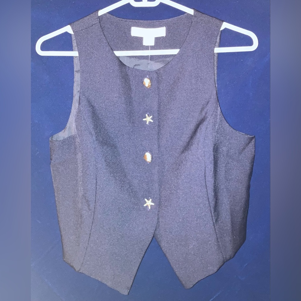 Monteau Midnight Blue Vest with Starfish and Seashell Buttons